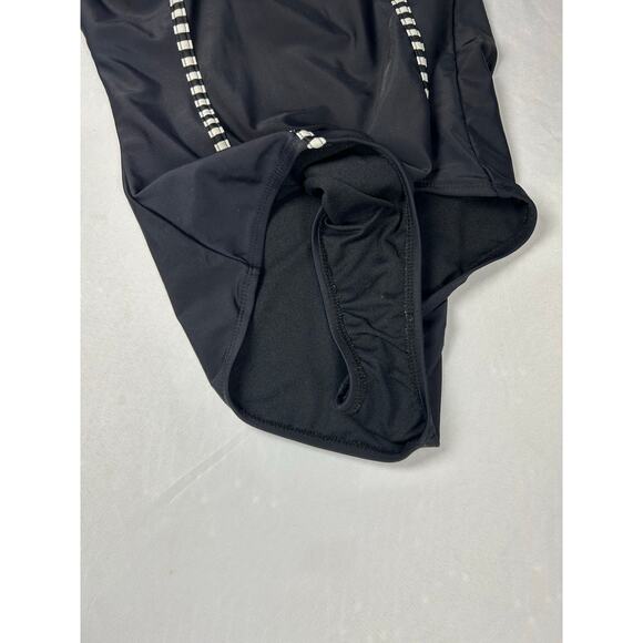 Catalina Swimwear Halter One Piece Swimsuit L 12 - 14 White Stripe - Picture 8 of 8